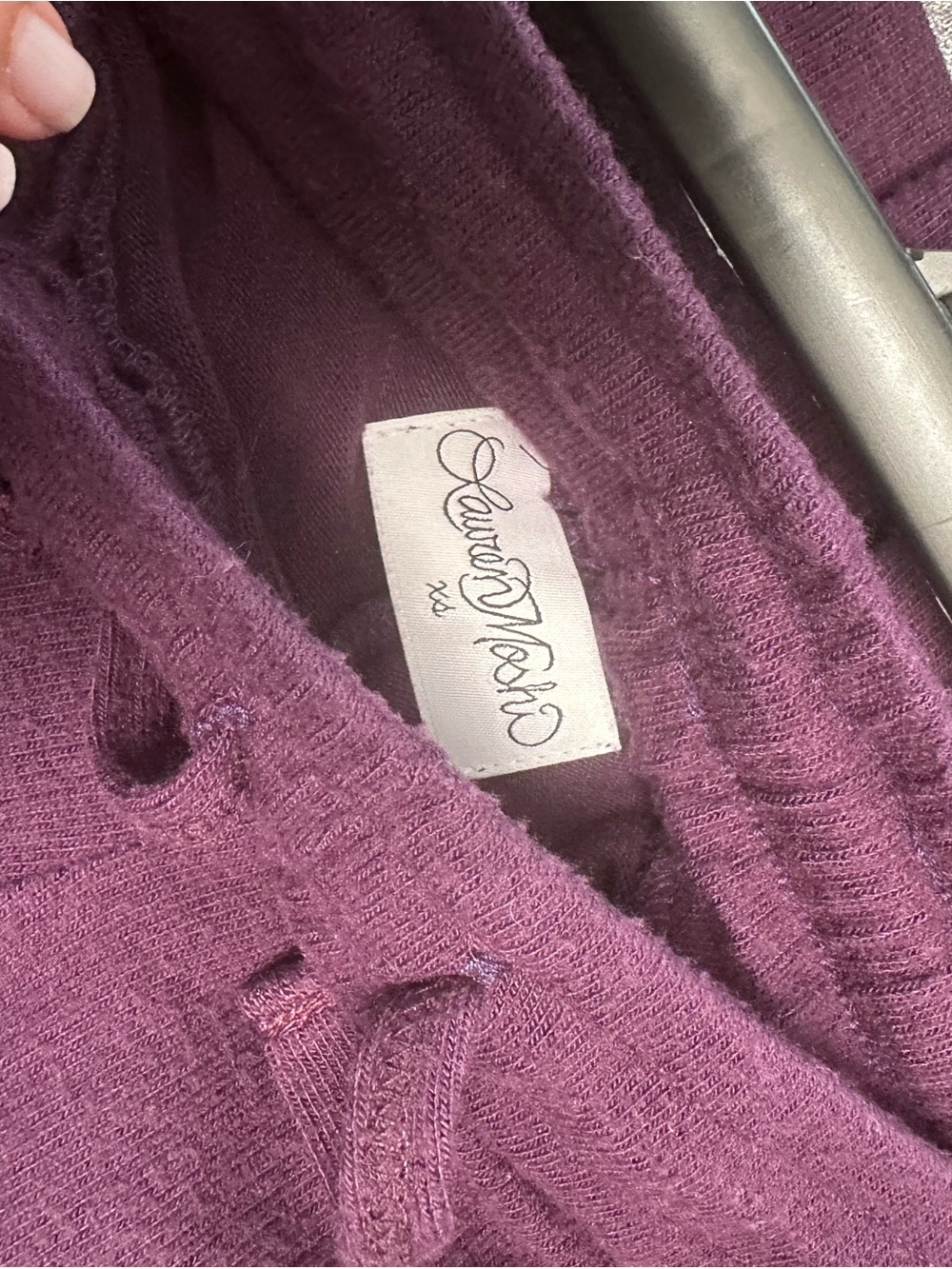 Lauren Moshi Plum Purple Sweatpants Silver Star Stripes XS - Picture 6 of 7